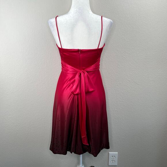 VTG Jump Apparel Cherry Red Ombre Polka Dot Satin Party Prom Mini Dress Jr 5/6 - Picture 15 of 16